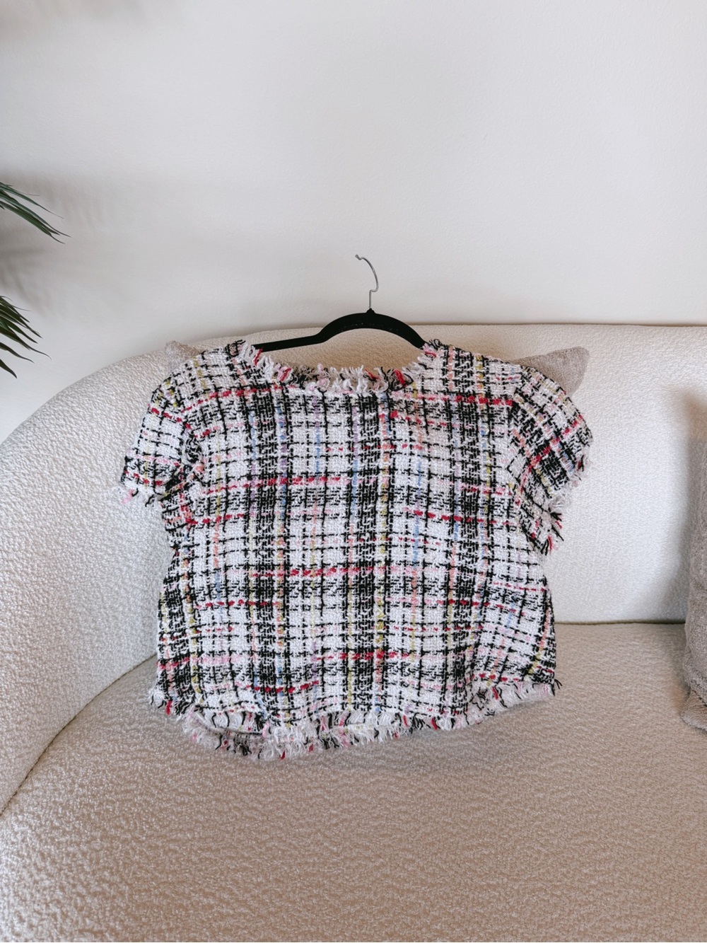cupcakes & cashmere Multicolor Tweed Fringe Crop Top